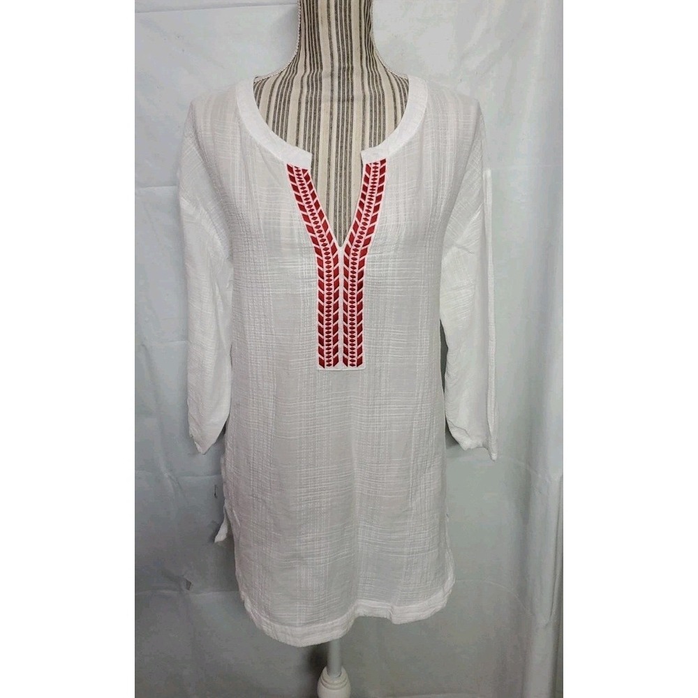 Universal Thread Goods Co. top Tunic Long sleeve crinkle 100% cotton Sz S White